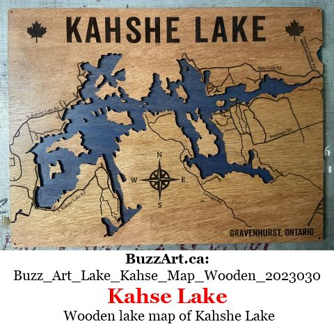Wooden lake map of Kahshe Lake